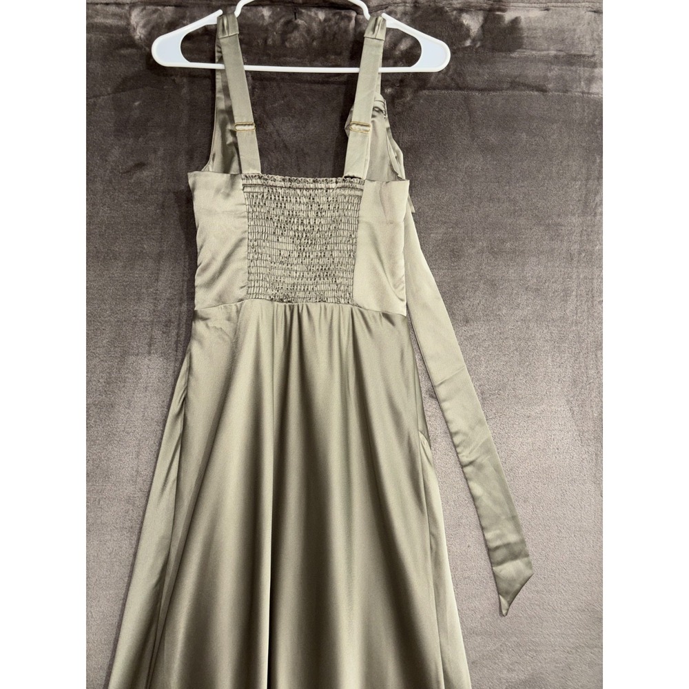 Show Me Your Mumu Lana Maxi Dress Women's Medium Moss Green Luxe Satin - Picture 11 of 16